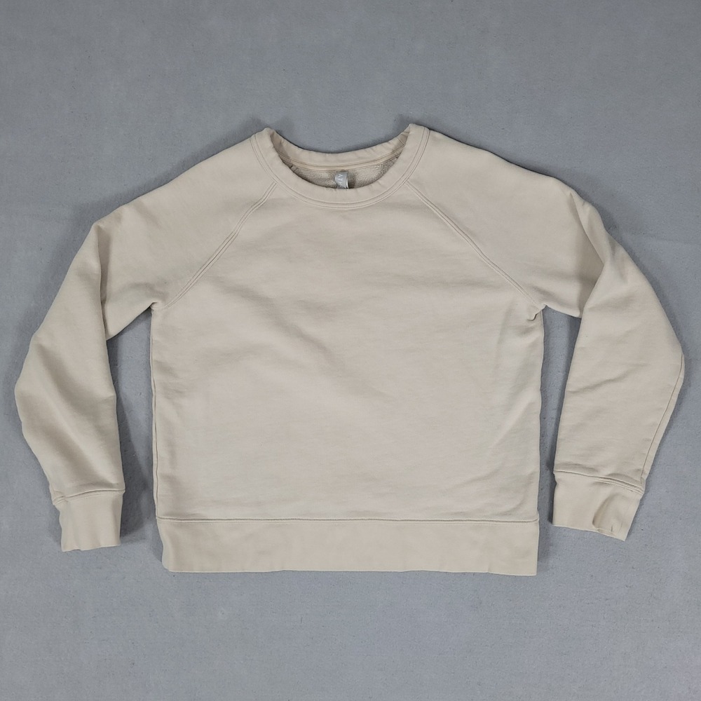 Athleta Sweatshirt Womens S Beige Raglan Relaxed Cotton Blend Sundown Crewneck